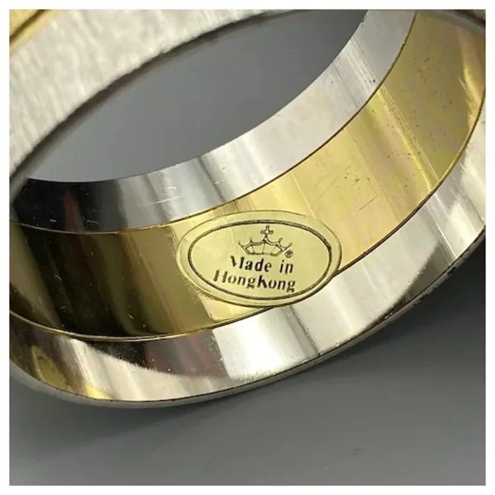 Vintage Two Tone Silver Plated Napkin Rings Brass‎ Set of 8 Wm A Rogers NOS